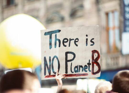 Zirkuläre Wertschöpfung für mehr Nachhaltigkeit:Schild bei Demonstration "There is NO Planet B"